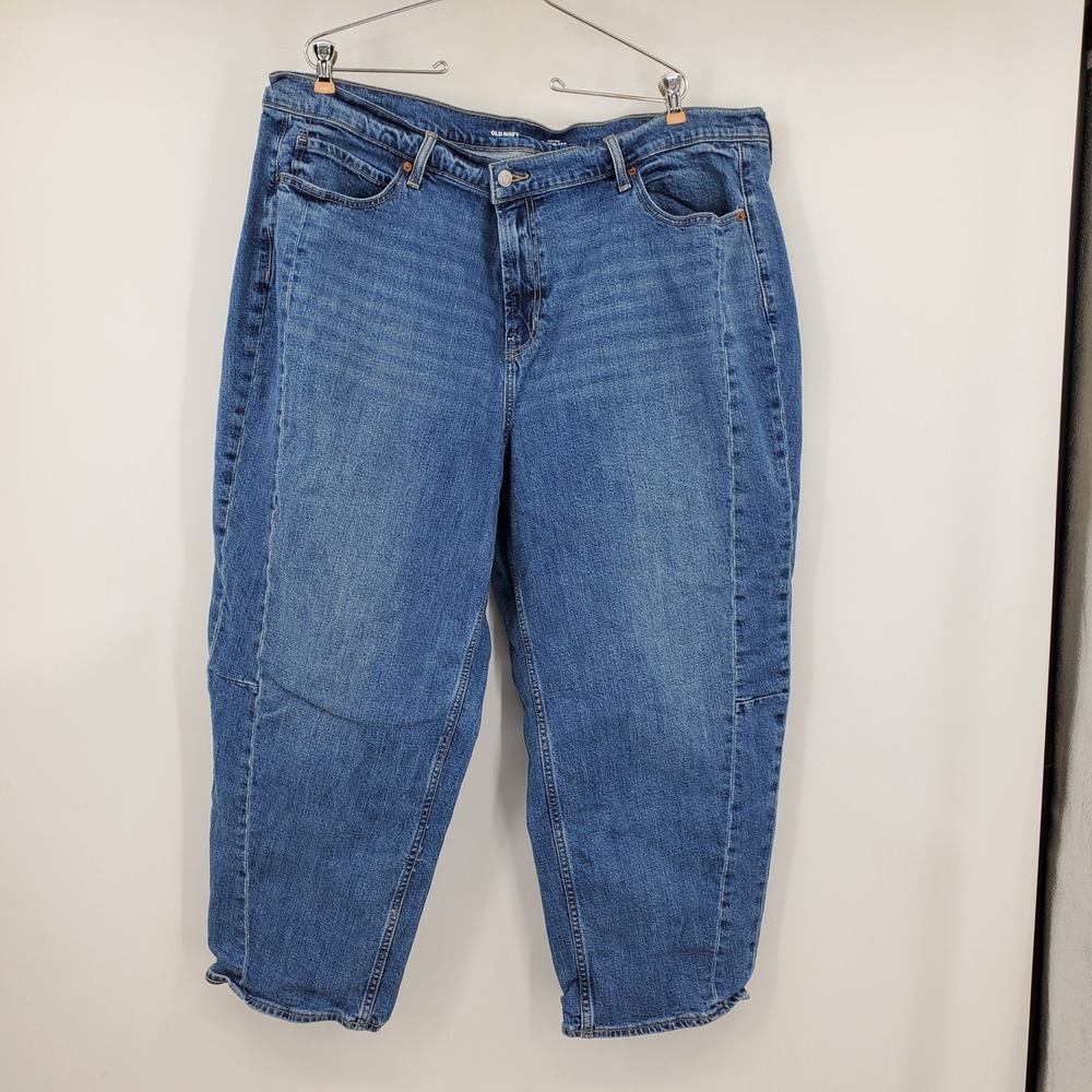 Old Navy High Rise Barrel Leg Jeans Medium Wash Blue Size 20 Casual Denim
